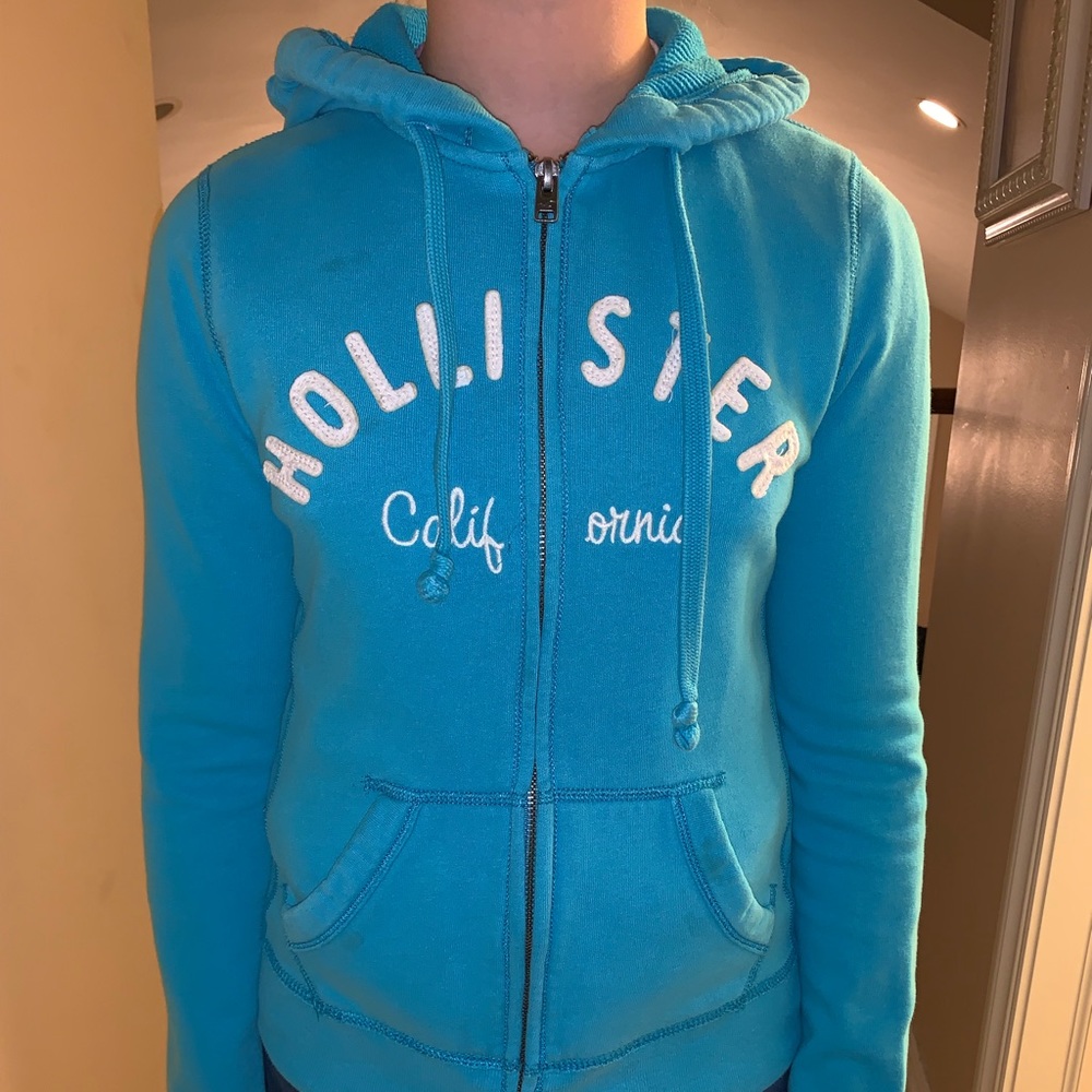 unisex pacific blue zip up hoodie